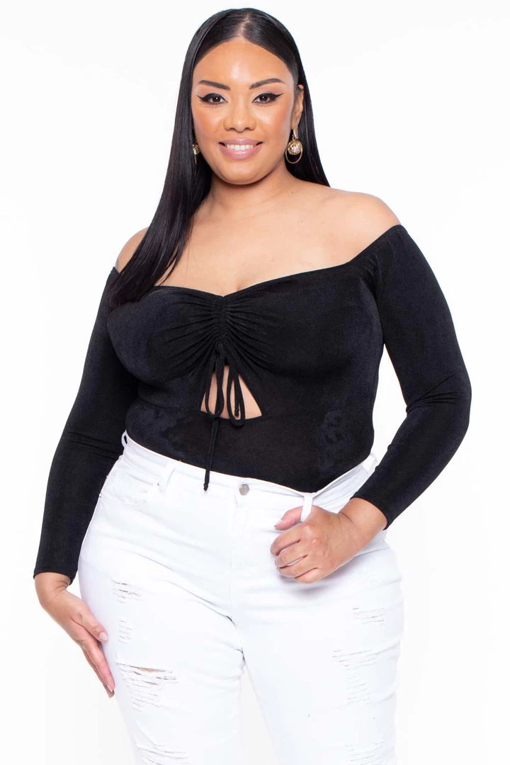 Curvy Sense Plus Size Miyuki Slinky Bodysuit - Black 3 Curvy Sense Plus Size Miyuki Slinky Bodysuit - Black