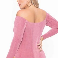 Curvy Sense Plus Size Miyuki Slinky Bodysuit - Mauve Bodysuits
