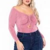 Curvy Sense Plus Size Miyuki Slinky Bodysuit - Mauve Bodysuits