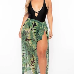 Curvy Sense Plus Size Susan Lace-up One-piece Bodysuit - Black