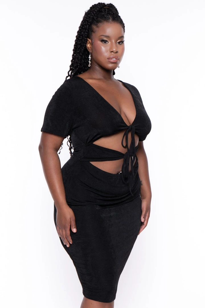 Curvy Sense Plus Size Ada Slinky Bodycon Dress - Black 4 Curvy Sense Plus Size Ada Slinky Bodycon Dress - Black
