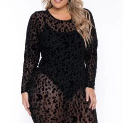 Curvy Sense Plus Size Akila Leopard Bodycon Dress - Black Back In Stock