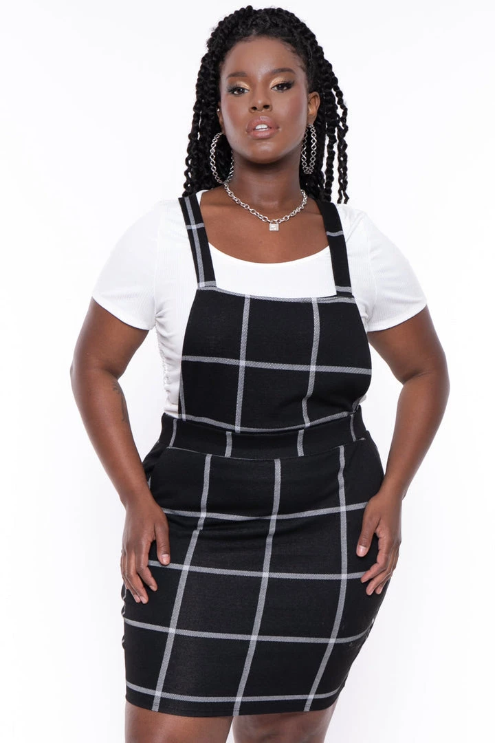 Curvy Sense Plus Size Alicia Overall Dress- Black 4 Curvy Sense Plus Size Alicia Overall Dress- Black