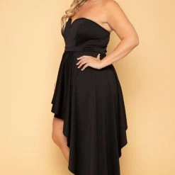 Curvy Sense Plus Size Amara Ruffle Bodycon Dress- Black New Arrivals