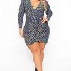 Curvy Sense Plus Size Andromeda Geometric Sequins Dress - Black Party Shop