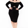 Curvy Sense Plus Size Aveline Ruched Dress - Black Party Shop