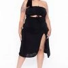Curvy Sense Plus Size Cleo Ruched Ring Dress - Black Party Shop