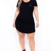 Curvy Sense Most Loved Plus Size Destroyed Tee Dress - Black
