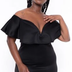 Curvy Sense Plus Size Evelyn Bodycon Dress - Black New Arrivals