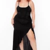 Curvy Sense Plus Size Fayette Flamenco Ruffle Dress - Black