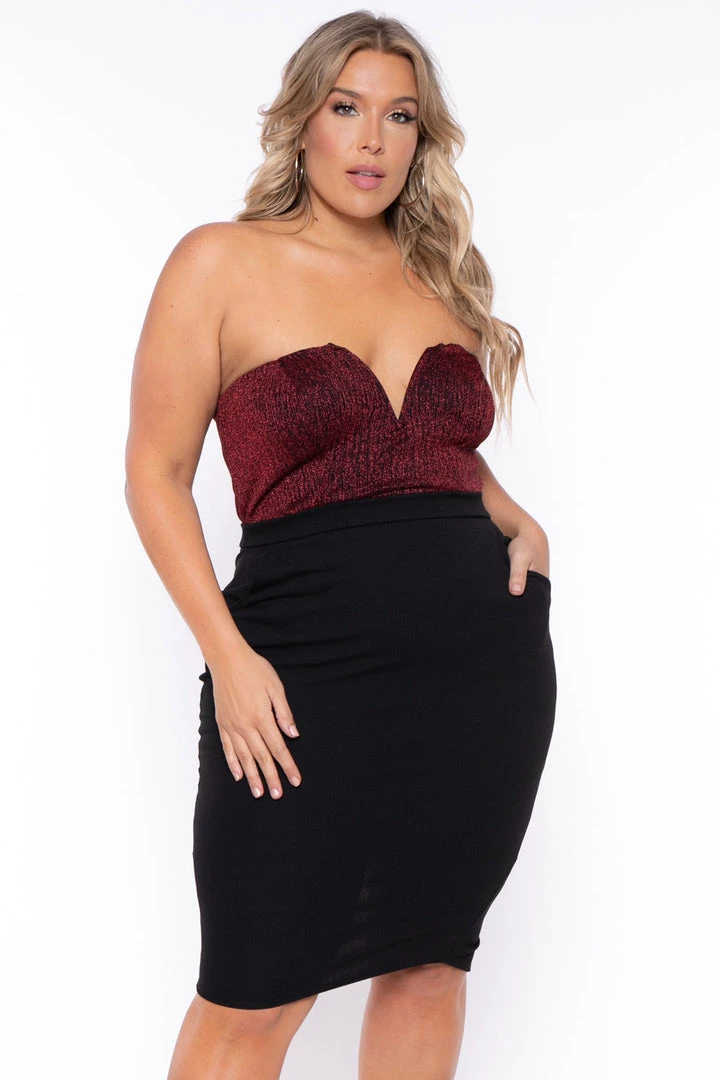 Curvy Sense Plus Size Gaia Shimmer Bodycon Dress - Black 4 Curvy Sense Plus Size Gaia Shimmer Bodycon Dress - Black