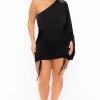 Curvy Sense Plus Size Holly One Shoulder Dress - Black