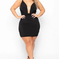 Curvy Sense Plus Size Infinity Mini Dress - Black