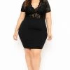 Curvy Sense Plus Size Lace Top Dress - Black