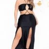 Curvy Sense Party Shop Plus Size Layana Double Slit Dress- Black