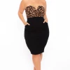 Curvy Sense Plus Size Leopard Print Bodycon Dress - Black