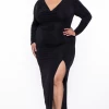 Curvy Sense Plus Size Lidia Cowl Neck Dress - Black Dresses