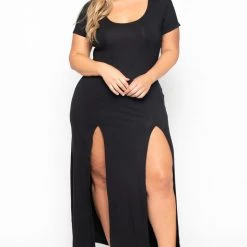 Curvy Sense Plus Size Linnea Maxi Dress - Black Back In Stock