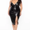 Curvy Sense Plus Size Lorraine Faux Leather Cami Dress - Black Back In Stock