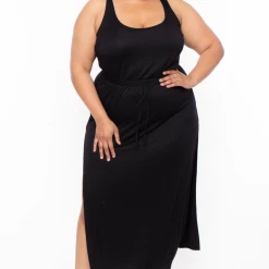 Curvy Sense Plus Size Lupita Tank Maxi Dress - Black Dresses