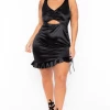 Curvy Sense Plus Size Miranda Ruffle LBD - Black Little Black Styles