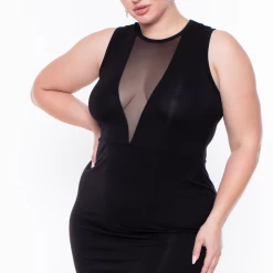 Curvy Sense Plus Size Nicki Mesh Dress - Black Party Shop 10 Curvy Sense Plus Size Nicki Mesh Dress - Black Party Shop