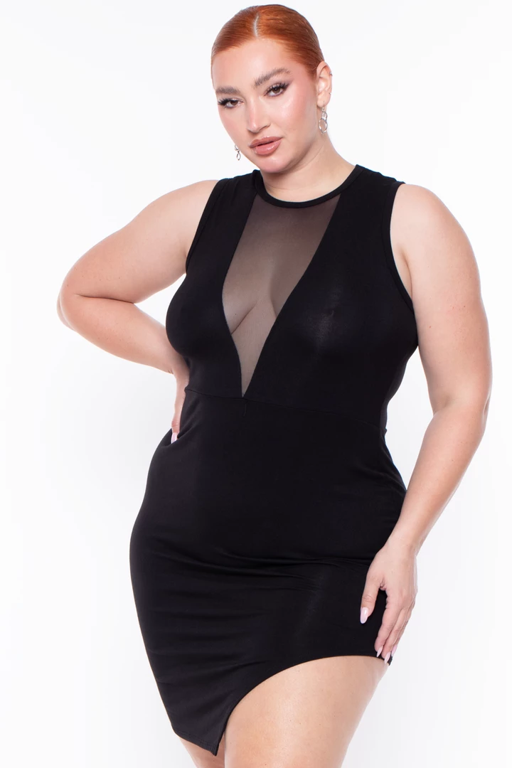 Curvy Sense Plus Size Nicki Mesh Dress - Black Party Shop 5 Curvy Sense Plus Size Nicki Mesh Dress - Black Party Shop