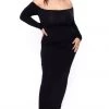 Curvy Sense Plus Size Off The Shoulder Maxi Dress - Black Little Black Styles