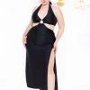 Curvy Sense Plus Size Parisa Halter Dress - Black Party Shop