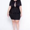 Curvy Sense Dresses Plus Size Peplum Dress - Black