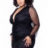Curvy Sense Little Black Styles Plus Size Polka-Dot Mesh Overlay Dress - Black 1 Curvy Sense Little Black Styles Plus Size Polka-Dot Mesh Overlay Dress - Black