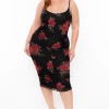 Curvy Sense Party Shop Plus Size Rose Garden Mesh Ruched Dress - Black