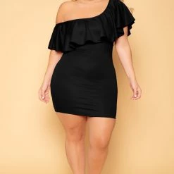 Curvy Sense Plus Size Saia Bodycon Dress - Black New Arrivals