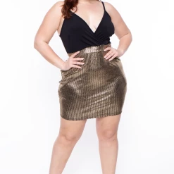 Curvy Sense Back In Stock Plus Size Sheri Geometric Skirt Dress - Black