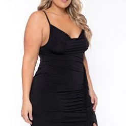 Curvy Sense New Arrivals Plus Size Vanisa Ruched Maxi Dress - Black