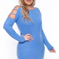 Curvy Sense Plus Size Dani Dress- Blue Dresses 8 Curvy Sense Plus Size Dani Dress- Blue Dresses
