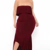 Curvy Sense Plus Size Patricia Strapless Maxi Dress - Burgundy