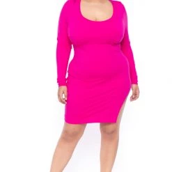 Curvy Sense Dresses Plus Size Denelle Mini Dress - Fuchsia