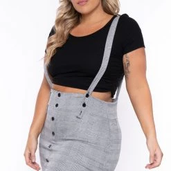 Curvy Sense Plus Size Total Betty Overall Dress - Gray New Arrivals