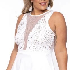Curvy Sense Bridal Options Plus Size Daisy Sparkle Flare Dress- Ivory