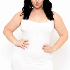 Curvy Sense Back In Stock Plus Size Slip Dress - Ivory