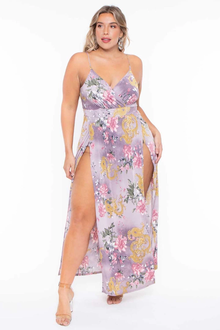 Curvy Sense Plus Size Kalini M-Slit Maxi Dress - Lavender Back In Stock 5 Curvy Sense Plus Size Kalini M-Slit Maxi Dress - Lavender Back In Stock