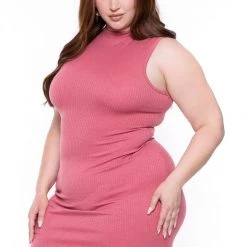 Curvy Sense Plus Size Maia Bodycon Dress- Mauve