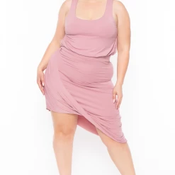 Curvy Sense Plus Size Mykonos Dress - Mauve