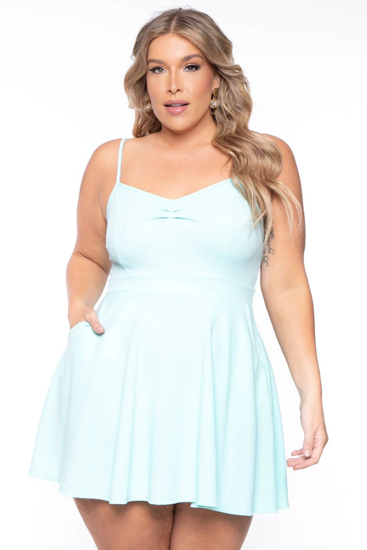 Curvy Sense New Arrivals Plus Size Blossom Flare Dress- Mint 4 Curvy Sense New Arrivals Plus Size Blossom Flare Dress- Mint