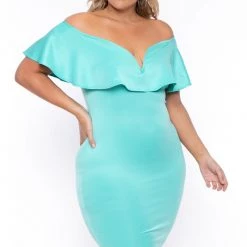 Curvy Sense Plus Size Evelyn Bodycon Dress - Mint