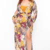 Curvy Sense Plus Size Tropical Print Mesh Maxi Cover-up Dress - Multi