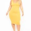 Curvy Sense Most Loved Plus Size Essential Tank Midi Dress - Mustard