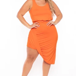 Curvy Sense Plus Size Mykonos Dress - Orange Back In Stock