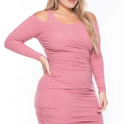 Curvy Sense Plus Size Sadie Bodycon Dress - Pink